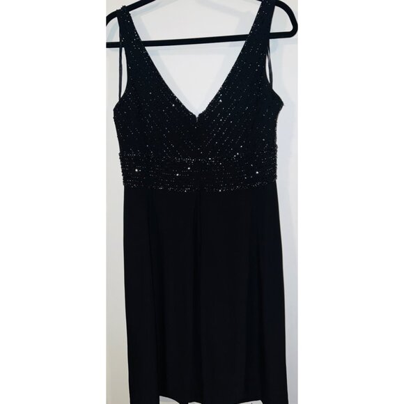 Jones New York Black Beaded Dress Womens 12 Sleeveless V-Neck Evening Gown - Picture 2 of 4